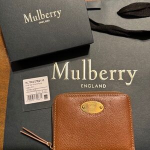 Mulberry Plaque Small Zip Around Purse Wallet